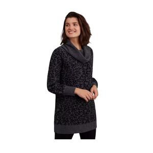 Anthropologie Gray Leopard Cowl Neck Sweater